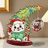 Bear Photo Xmas Tree 5D DIY Diamond Art Tabletop Wood Decoration Ornament Kit