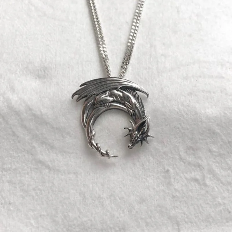 925 Silver Fantasy Dragon Wing Necklace