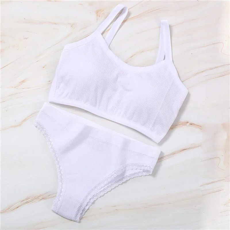 Backless Bra Set Women Underwear Seamless Bralette Sexy Lingerie Panties + Bra Female Brassiere Fitness Tube Tank Crop Tops Suit