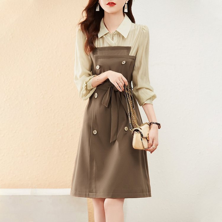 Buttoned Long Sleeve Dresses