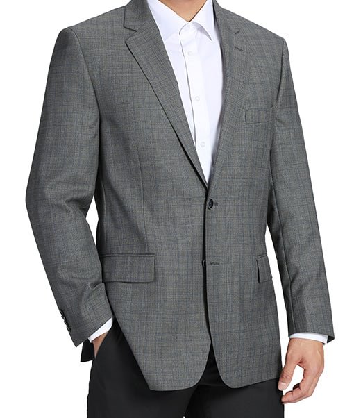 100% Wool Glen Plaid Pattern Regular Fit 2 Button Blazer in Gray