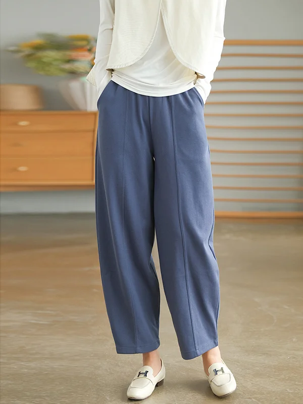 Loose Drawstring Solid Color Casual Harem Pants Bottoms