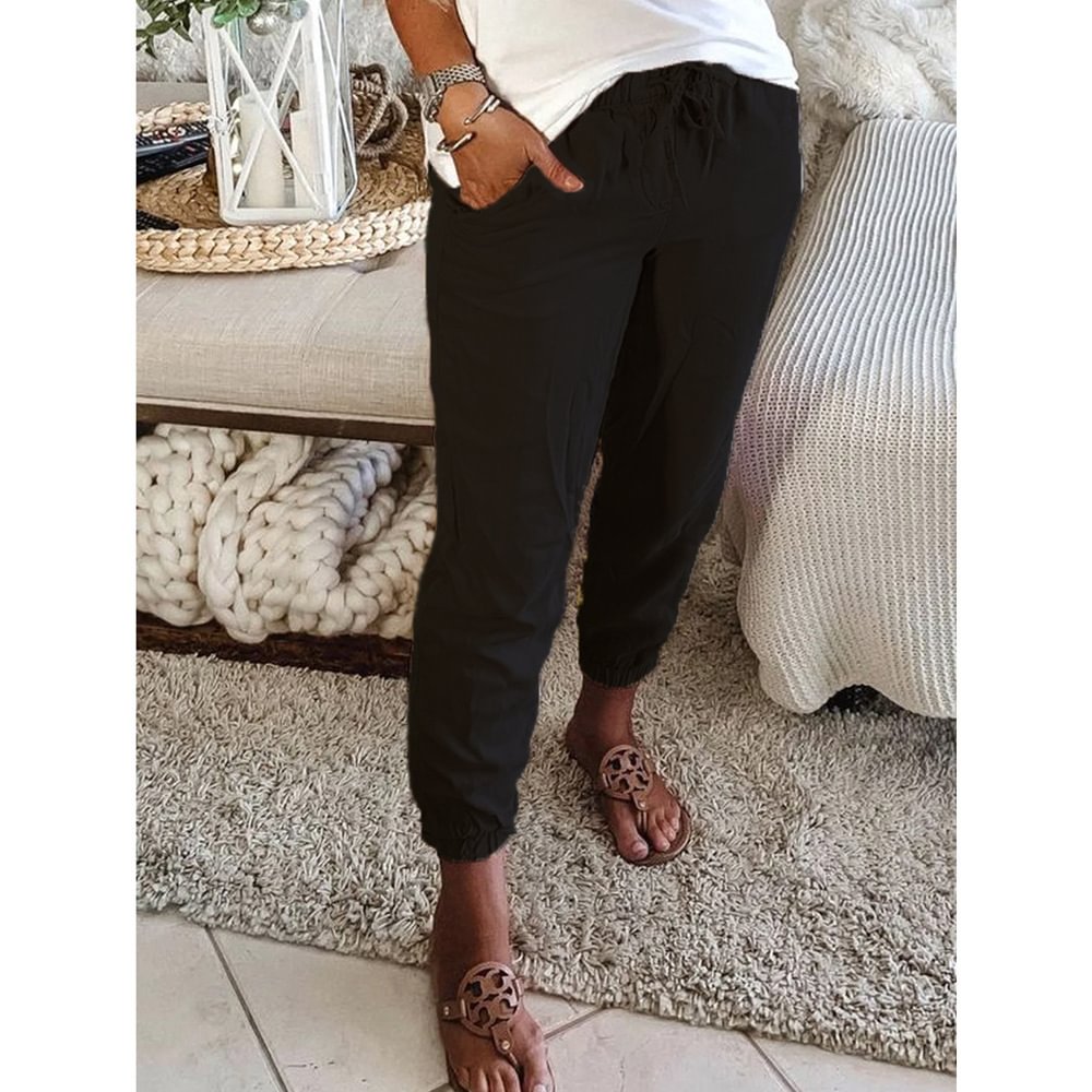 Solid Elastic Waist Leggings