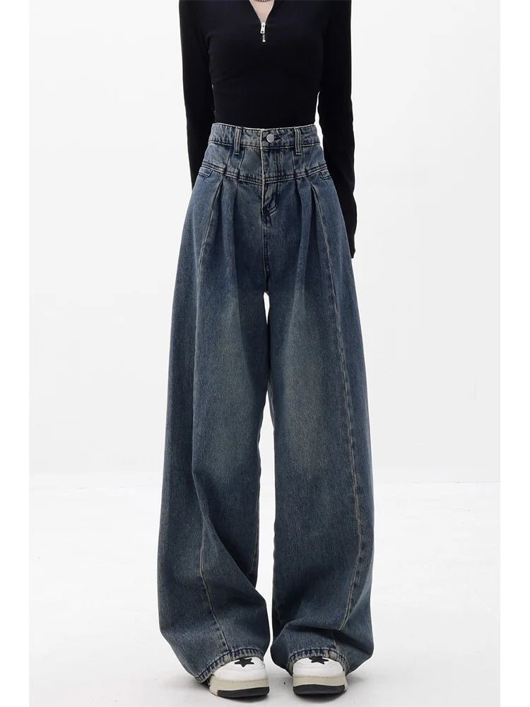 Aiertu  Women Streetwear Vintage Jeans Denim Pant Korean Fashion Baggy Jeans Woman High Waist  Oversize Design Female Trousers Y2k Aiertu