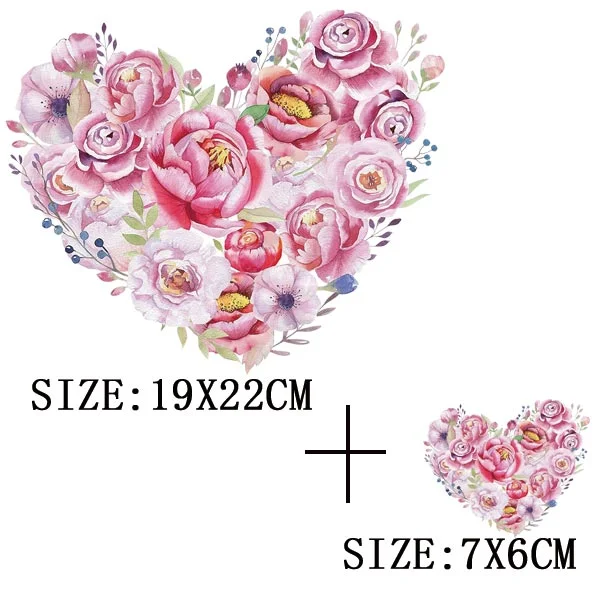 Beautiful Flowers Thermal Sticker On T-shirt DIY Washable Iron On Transfer For Clothing Funny Design Patches On Clothes Applique