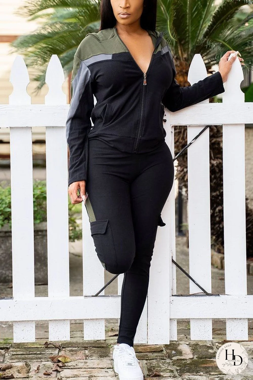 Wine Red Casual Solid Split Joint Zipper Collar Long Sleeve Two Pieces