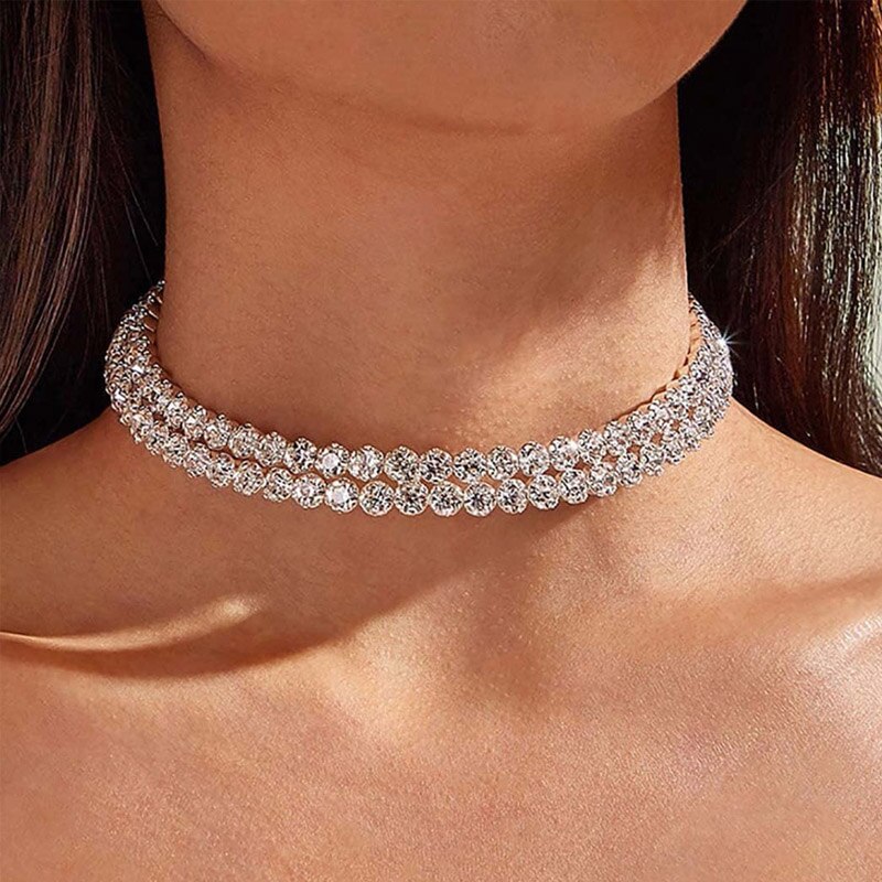 Simple Full Diamond Double Layer Necklace | Oxredo Shop Ramadan Sale