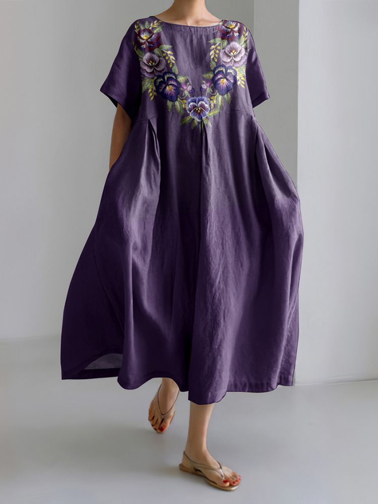 Comstylish Women's Purple Floral Print Casual Dress