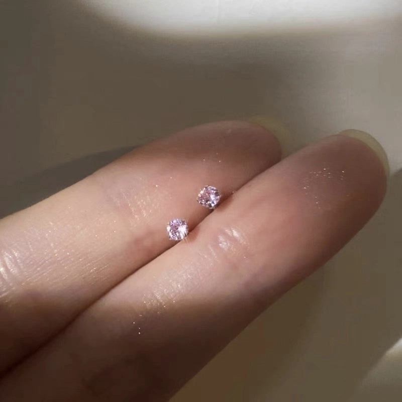 1 Pair 925 Sterling Silver Rhinestones Geometric Earrings