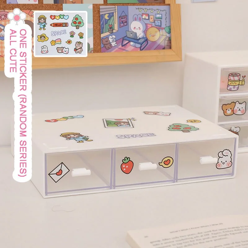W&G Ins Drawer Type Desktop Storage Box Transparent Student Dormitory Miscellaneous Cosmetics Rack Desk Kawaii Organize Box 2021