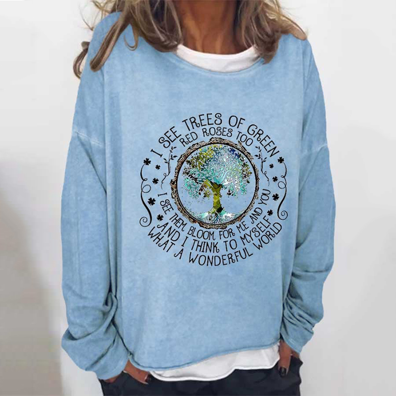 Hippie What A Wonderful World Print Sweatshirt wearshes