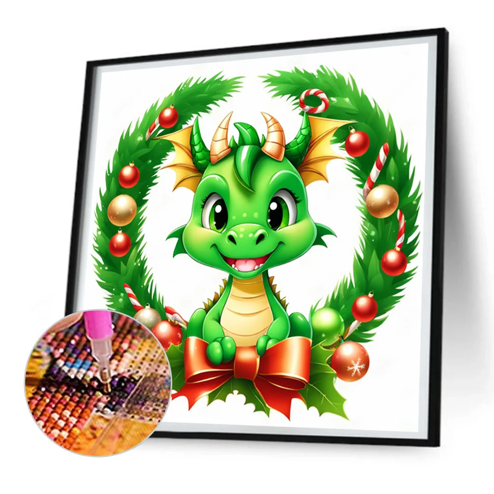 Full Round Diamond Painting 30*30cm - Dragon In The Wreath