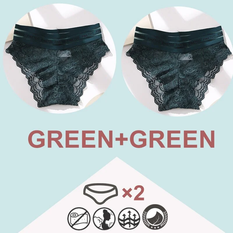 FINETOO 2PCS/Set High Waist Women Panties Sexy Lace Underwear Woman Lace Pantys Mesh Floral Lingerie Female Seamless Briefs L-XL