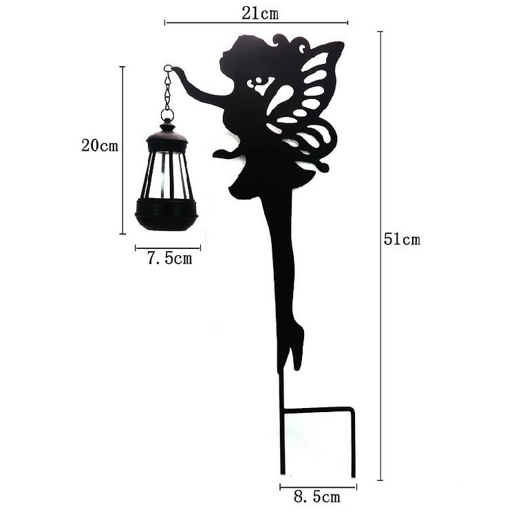 JHBOX Fairy Decor Garden Statues Metal with Solar Lamp 2 Pack, Fairy Garden Accessories Outdoor with Ground Stakes, Yard Decor, Patio Decor