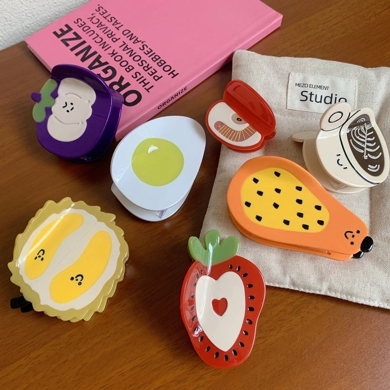 Cute Women’s 1605 Coffee Fruit Strawberry Acetic Acid Sheets Hair Claws