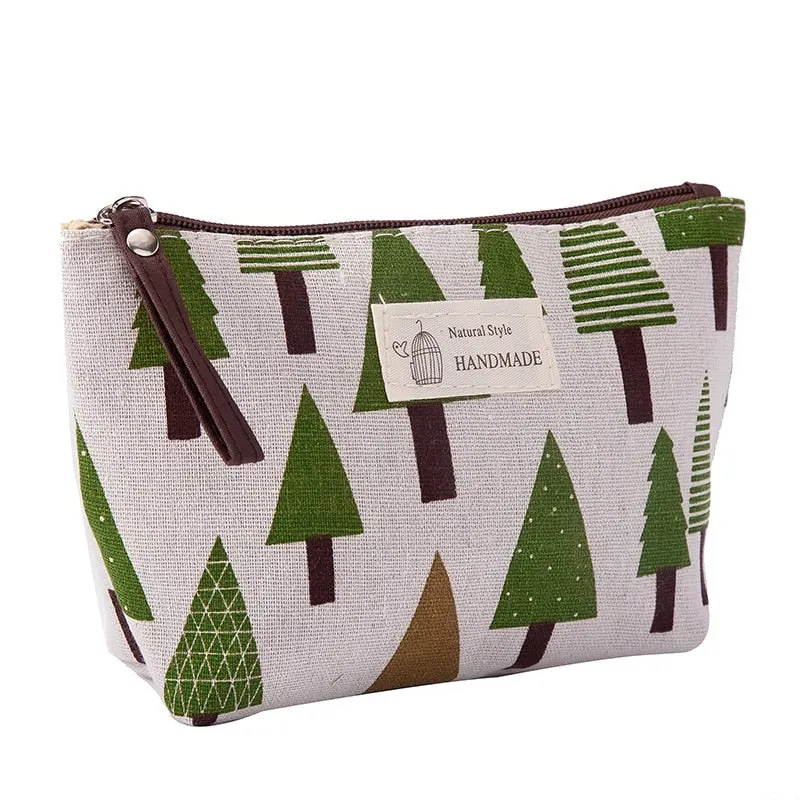 Multifunctional Canvas Makeup Bags Travel Lady Storage Bag Ladies Wash Bag Fabric Zipper Coin Purse Cosmetic Storage Bag