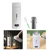 Electric Kettle 304 Stainless Steel LED Display Travel Vacuum Insulated Mug Lightweight Warmer Bottle 500ml for Camping Drivers Travel, with Buckle Lid 