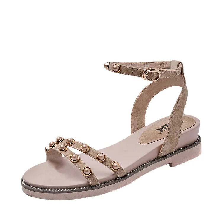 Nude Wide Fit Block Heels Roman Sandals