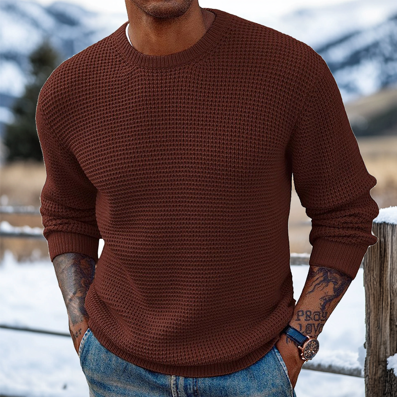 Men's Retro Crew Neck Western Style Knitted Sweater Pullover
