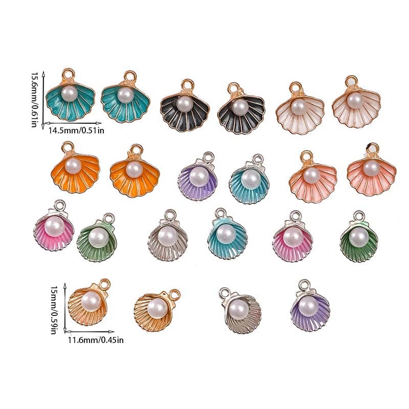 10 PCS/Package Aluminum-Magnesium Alloy Artificial Pearls KC Gold White Pearl Shell Jewelry Accessories Pendant