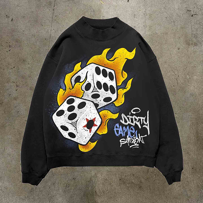 Personalized Vintage Dirty Game Graphic Street Hip Hop Crewneck Sweatshirt