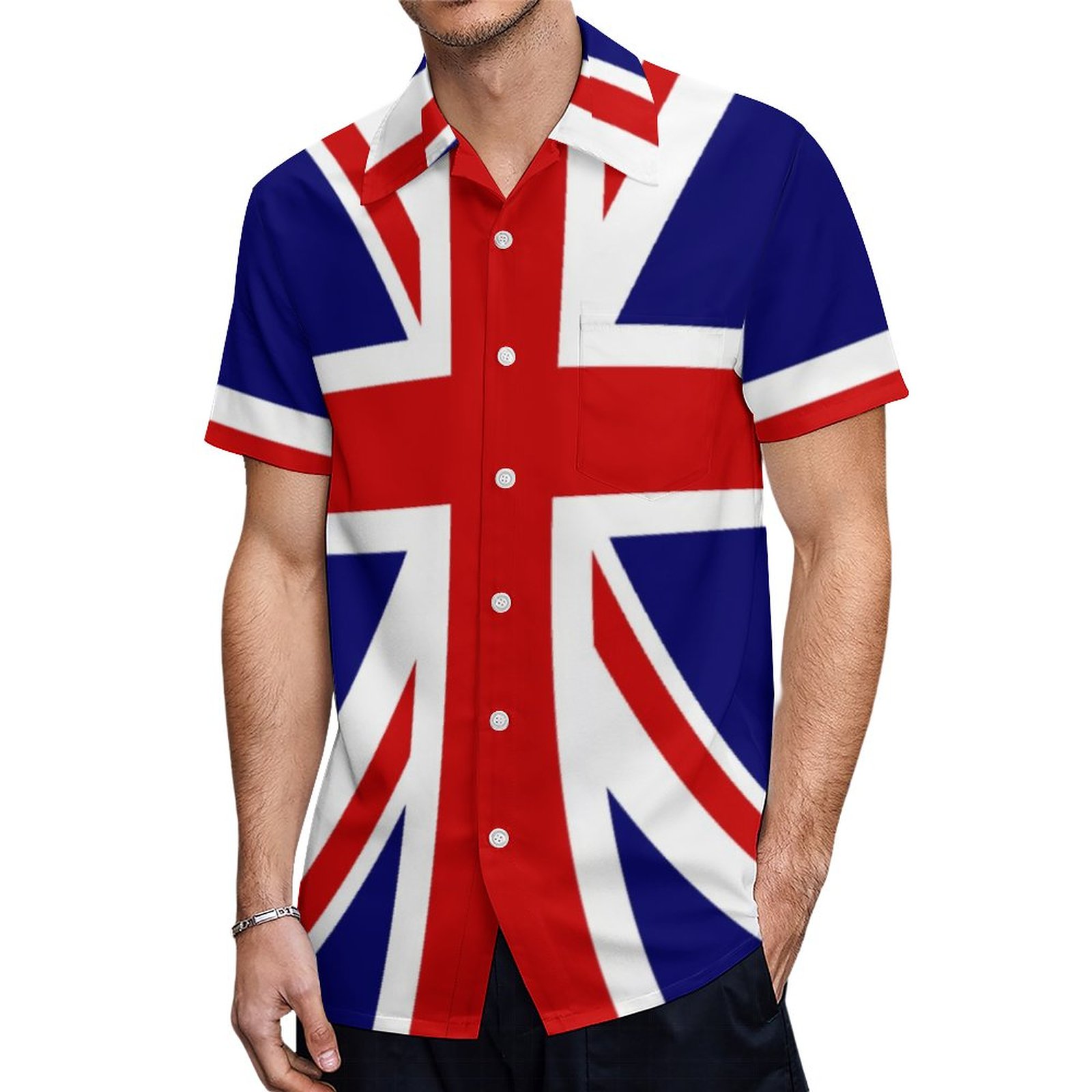 United Kingdom Flag Union Jack Hawaiian Shirt Mens Button Down Plus Size Tropical Hawaii Beach Shirts