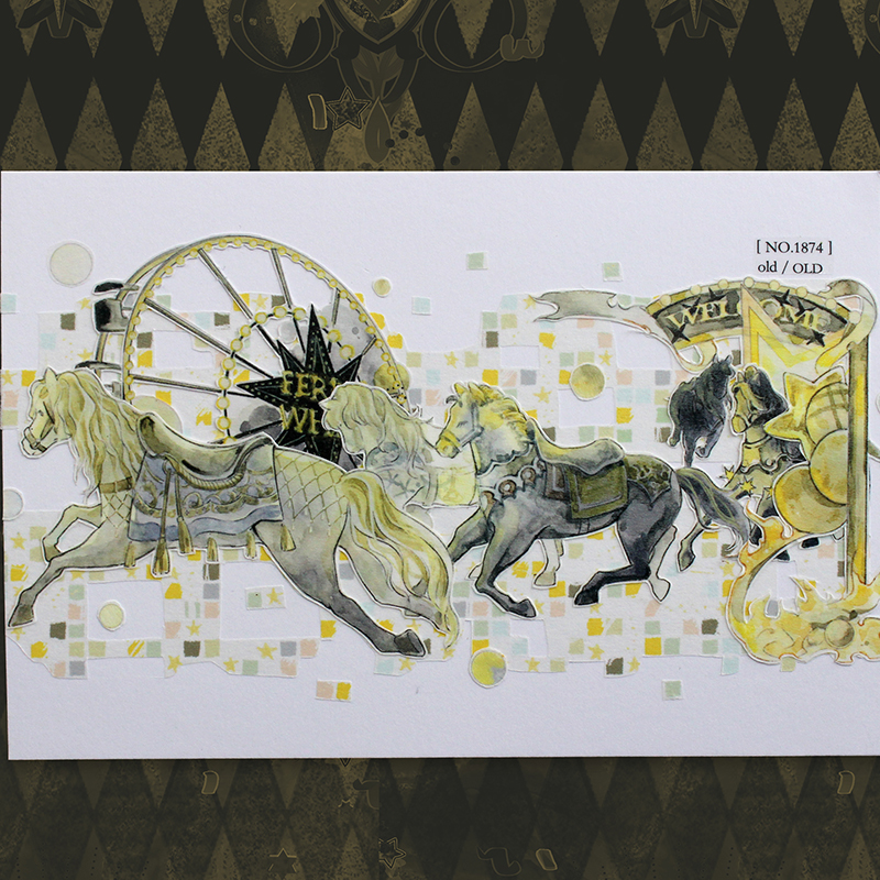 PET 테이프 - 70mm*10m 서커스 나이트 시리즈 빈티지 하우스 클라운