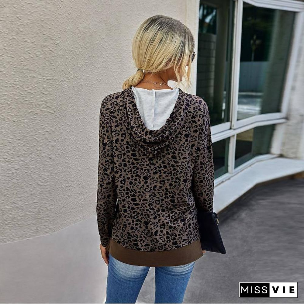 New Autumn Winter Hoodies Women Aesthetic Clothes Fashion leopard Long Sleeve Streetwear