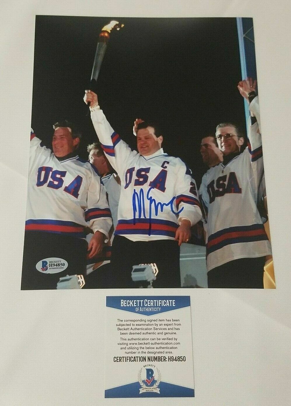 Mike Eruzione signed USA Hockey 8x10 autographed Photo Poster painting BAS Beckett COA (C)