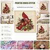 Festive Mail Cardinal DIY 14CT 2 Strands Stamped Cross Stitch Kit for Adults tapestrymarket