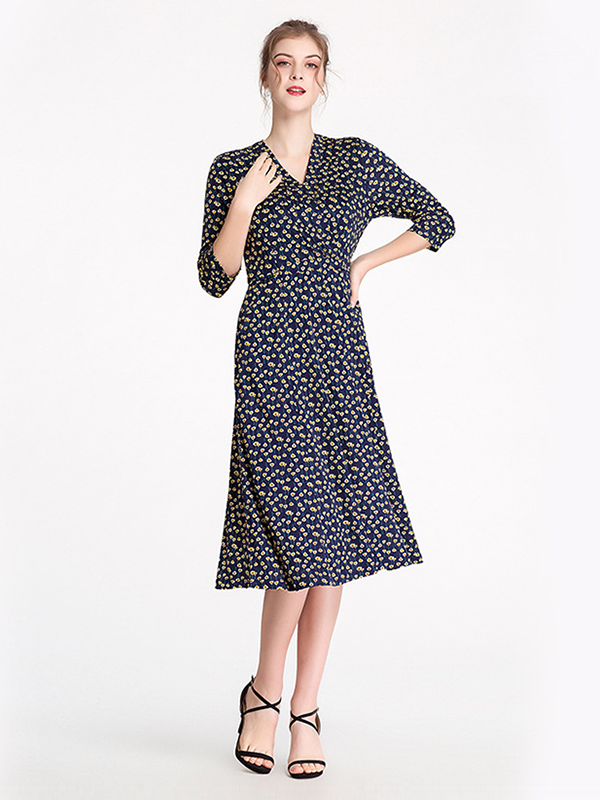 Silk Dress Printed Elegant Dress