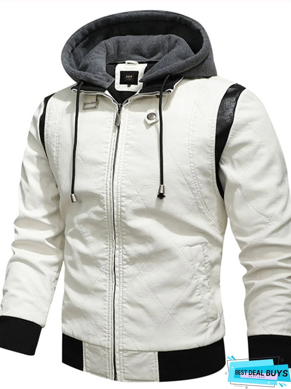 Men's Pu Leather Casual Stand Collar Coat