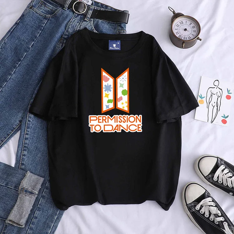 Permission To Dance Logo Print Candy Color T-shirt