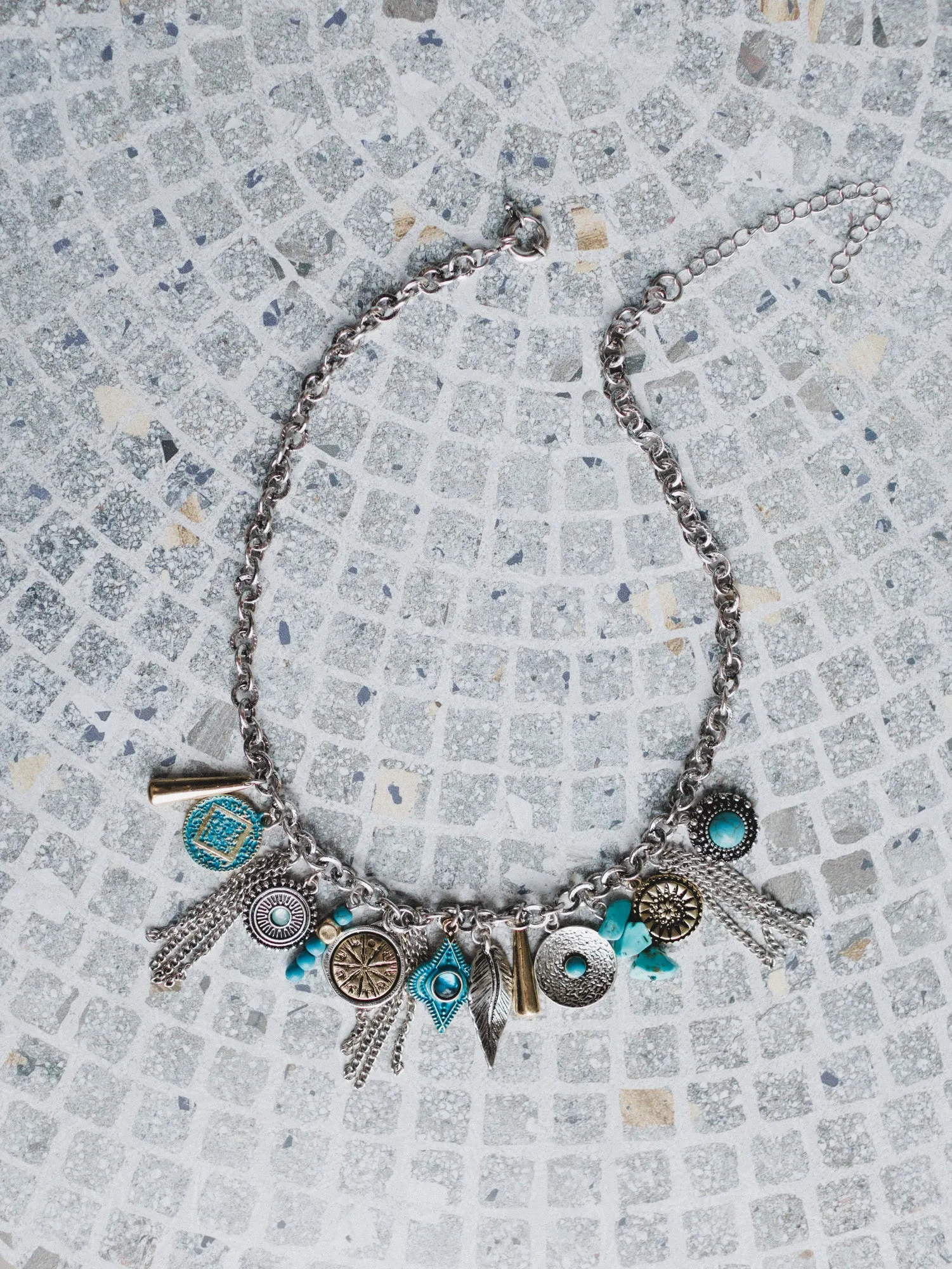Lost In You Charm Necklace - Turquoise