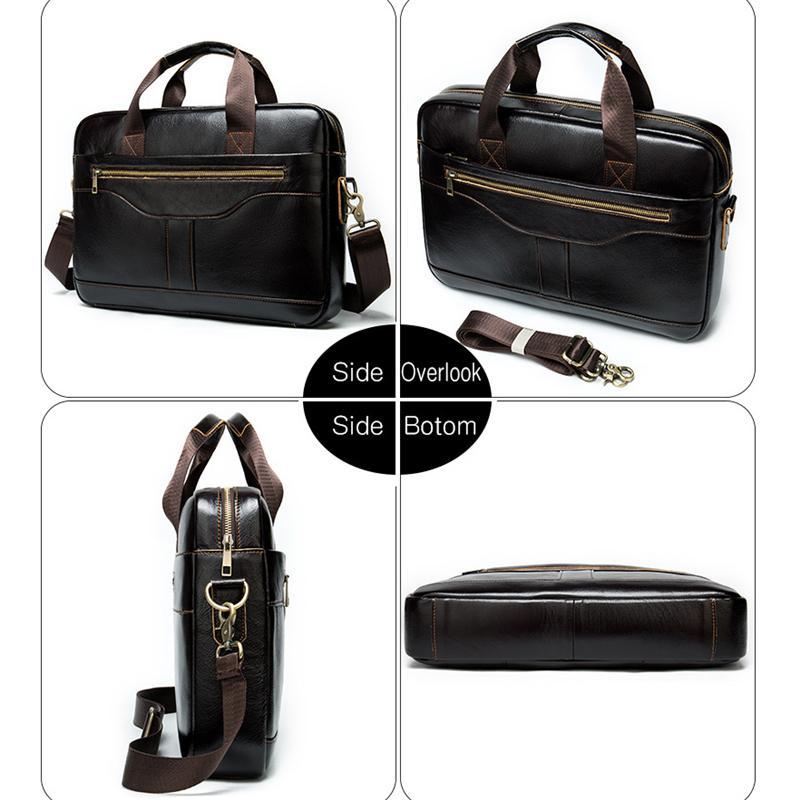 Mens Business Briefcase Vintage Leather Shoulder Bag