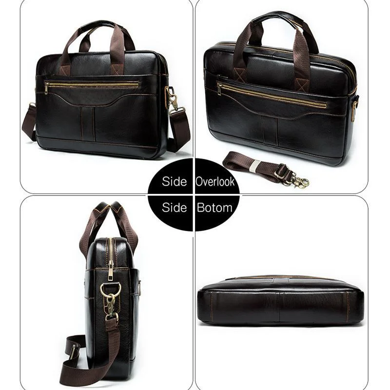 Mens Business Briefcase Vintage Leather Shoulder Bag