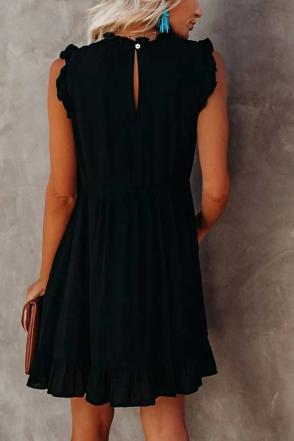 Lovely Sleeveless Ruffled Mini Dress