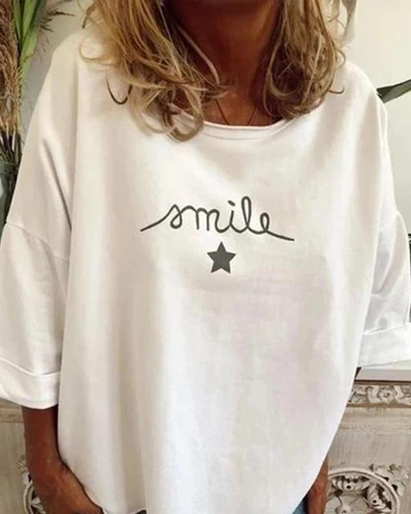 Standard Three-Quarter Sleeve Star Loose Blouses