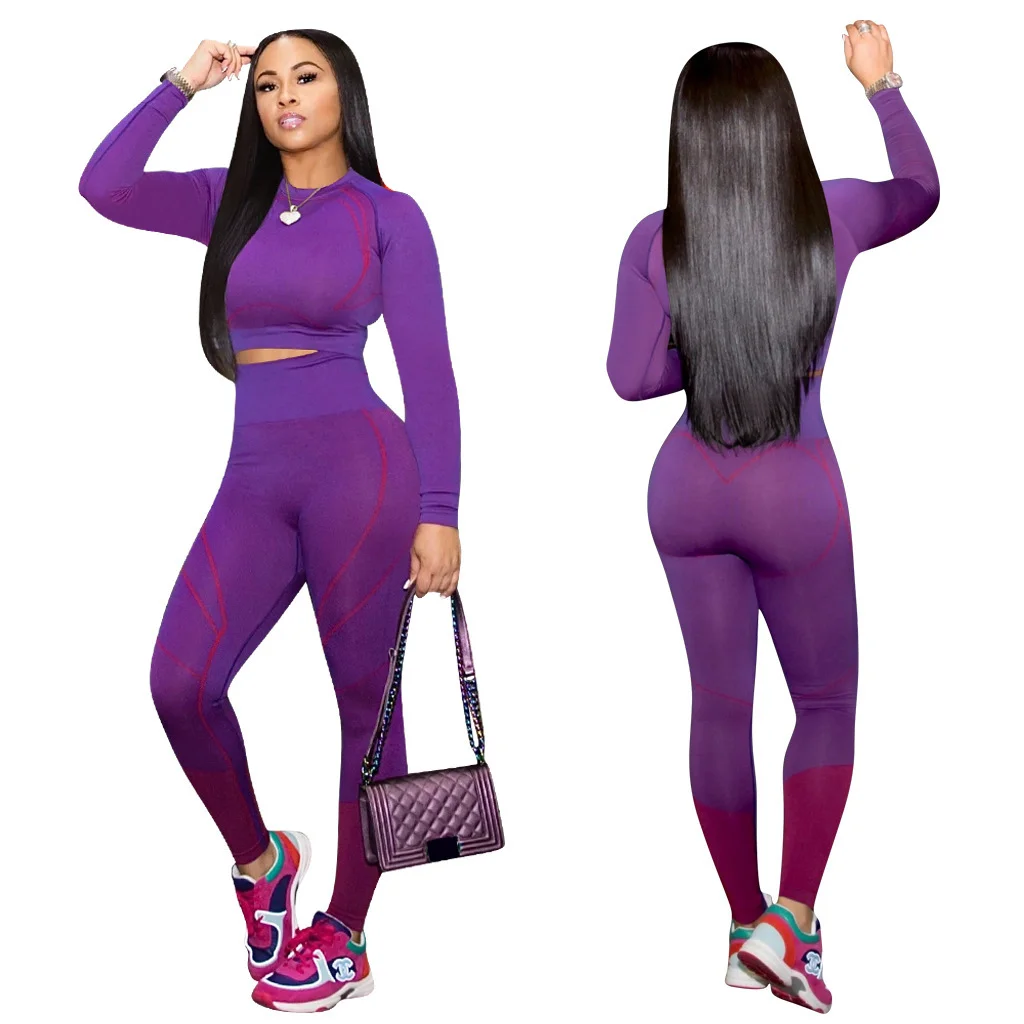 Uveng Uveng Autumn/Winter Yoga Sports Long-Sleeved Trousers Set Two-Piece High-Rise Shoulder Sleeve