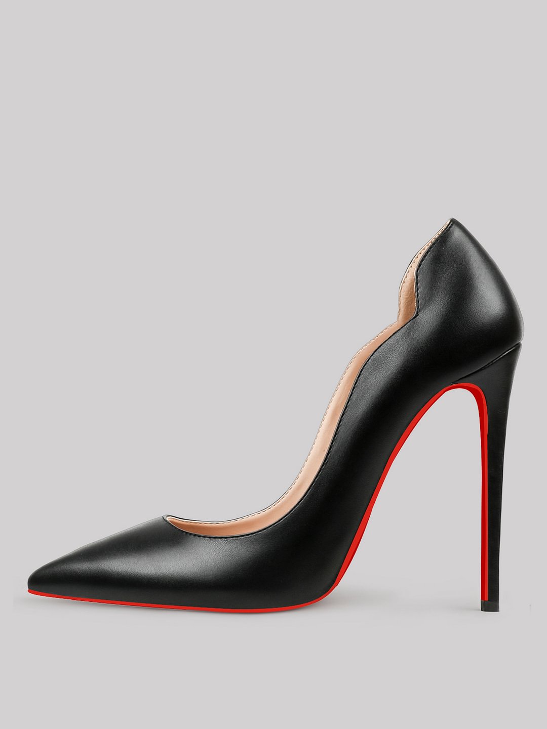 120mm Women's Classic Pointed Toe V-Shaped Red Bottom High Heels for Party Wedding Pumps Matte Shoes