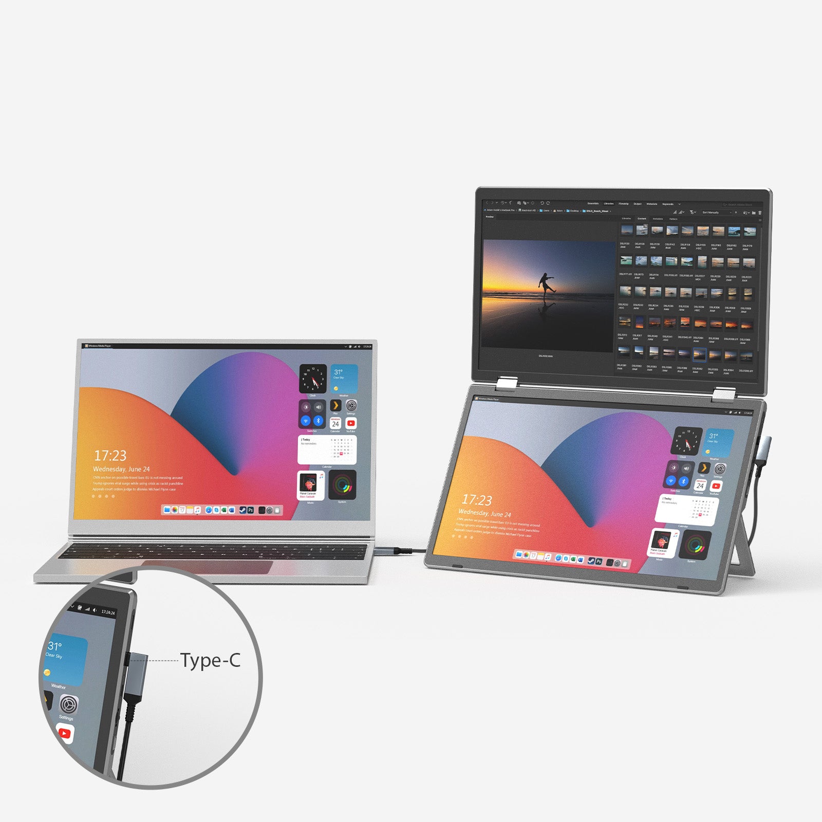 KEFEYA M2 Foldable Monitor Laptop Screen Extender, 15.6