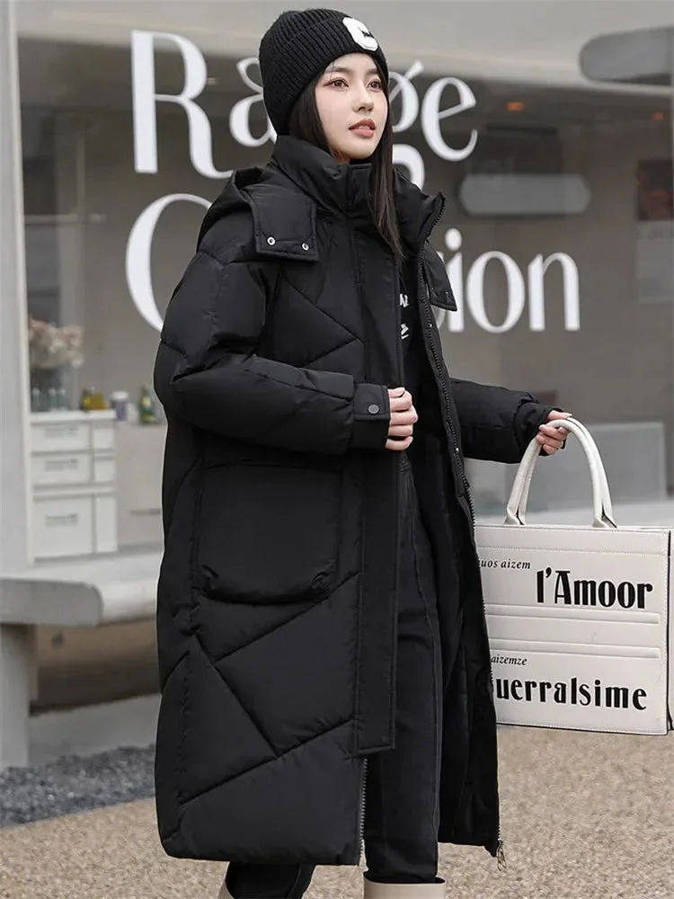 Tlbang Coat Women Good Clothing Low Price on Sale 2023 Autumn Winter New Fashion Long Thick Warmth Loose Hooded Parkas Jacket