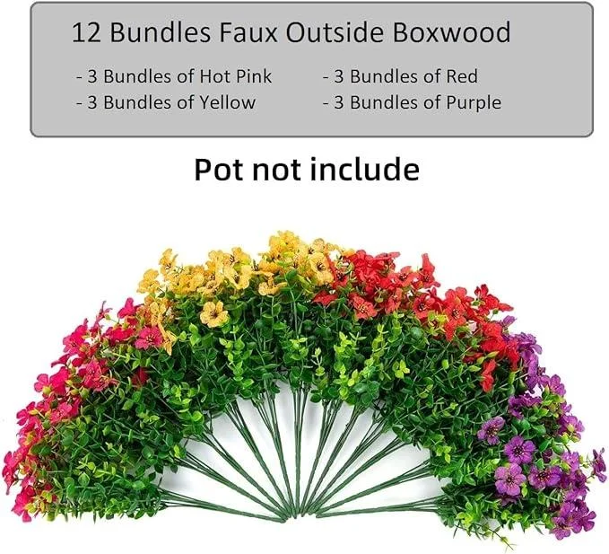 12 Real-Looking Silk Daisies for Outdoor Use - UV Protected Artificial Flowers for Porch, Garden & Planters