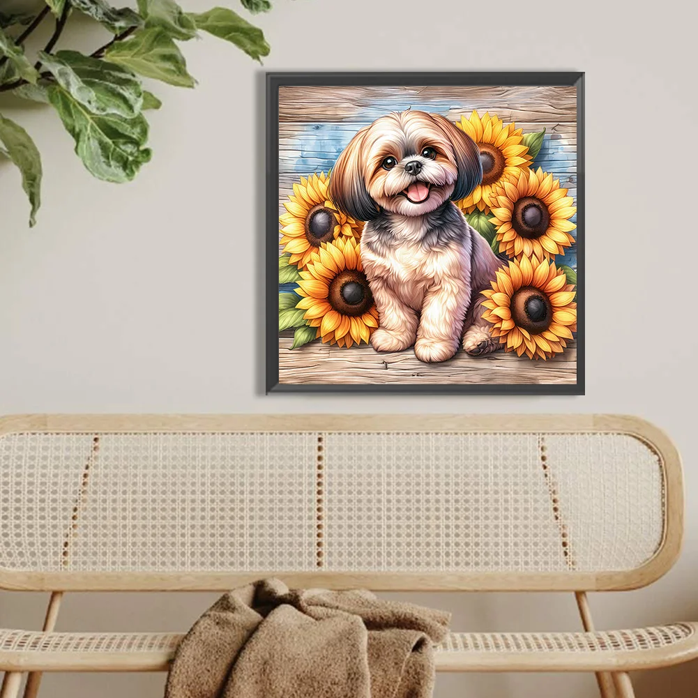 Diamond Painting - Full Round Drill - Sunflower Shih Tzu(Canvas|40*40cm)