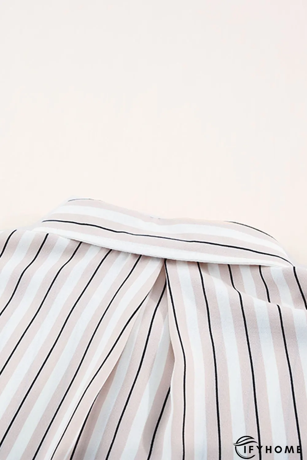 Khaki Striped Buttons Closure Long Sleeve Shirt | IFYHOME