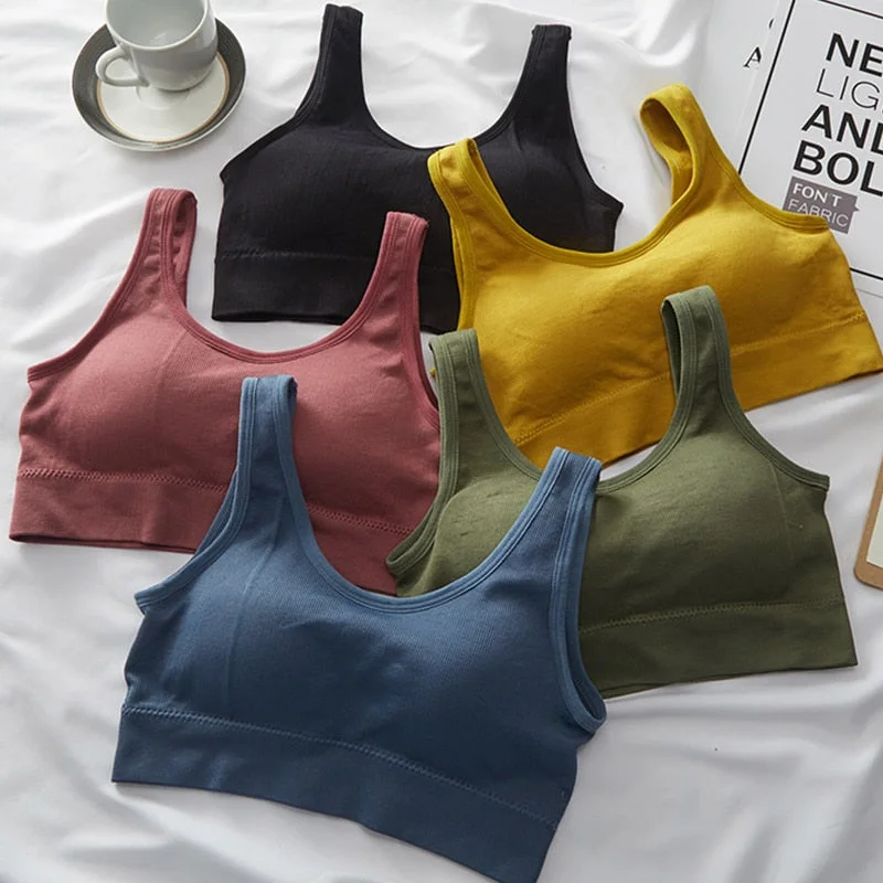 Fashion Women Tops Sexy Backless Tops Female Crop Top Stretch Camisoles Solid Color Sleeveless Vest Tank Top Cami Pad Lingerie