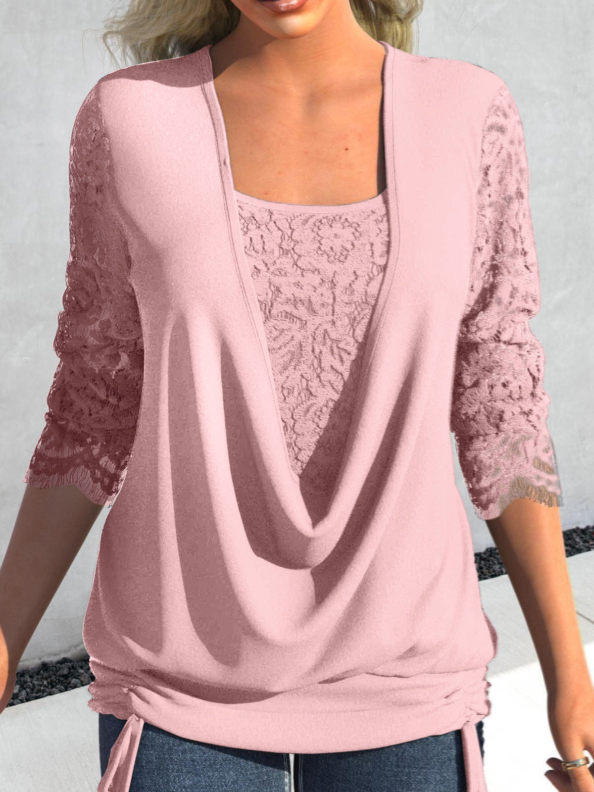 Women Long Sleeve V-neck Graphic Floral Printed Top