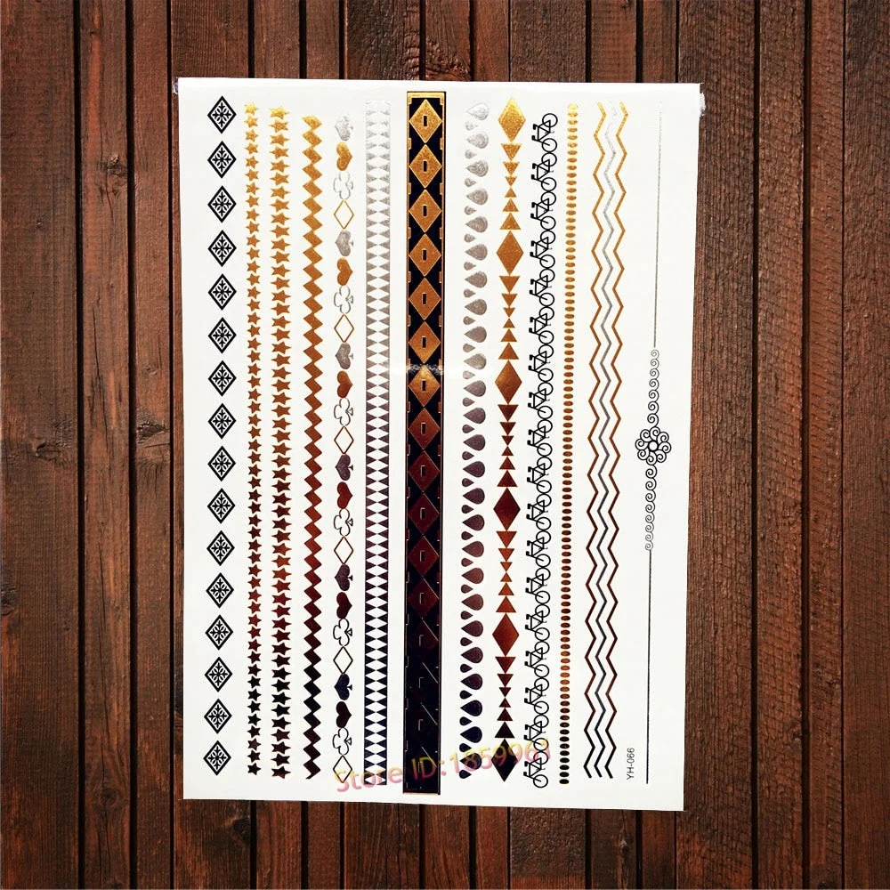 Sexy Leopard Print Tattoo Gold Metallic Wing Design Temporary Tattoo Sticker Women Body Art Waterproof Fake Tatoo Decals AYS-125