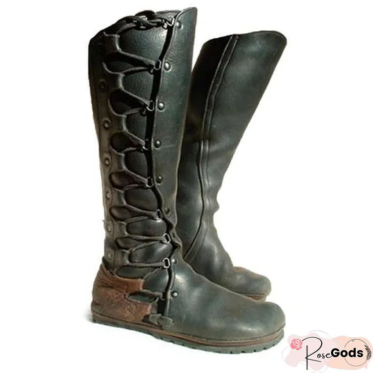 Flat Heel Winter Leather Boots