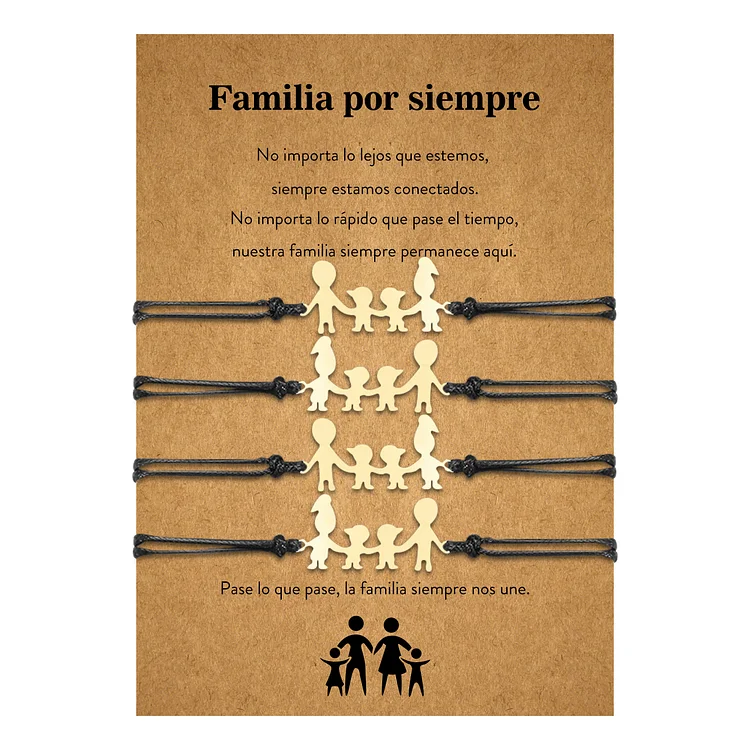 Familia para siempre-Unidad de 4 pulseras para padres y niño/as mano a mano